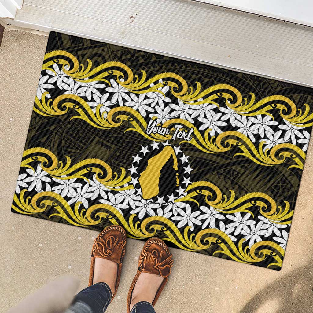 Personalised Cook Islands Aitutaki Rubber Doormat Tiare Maori Polynesian Waves Tattoo LT14 - Polynesian Pride