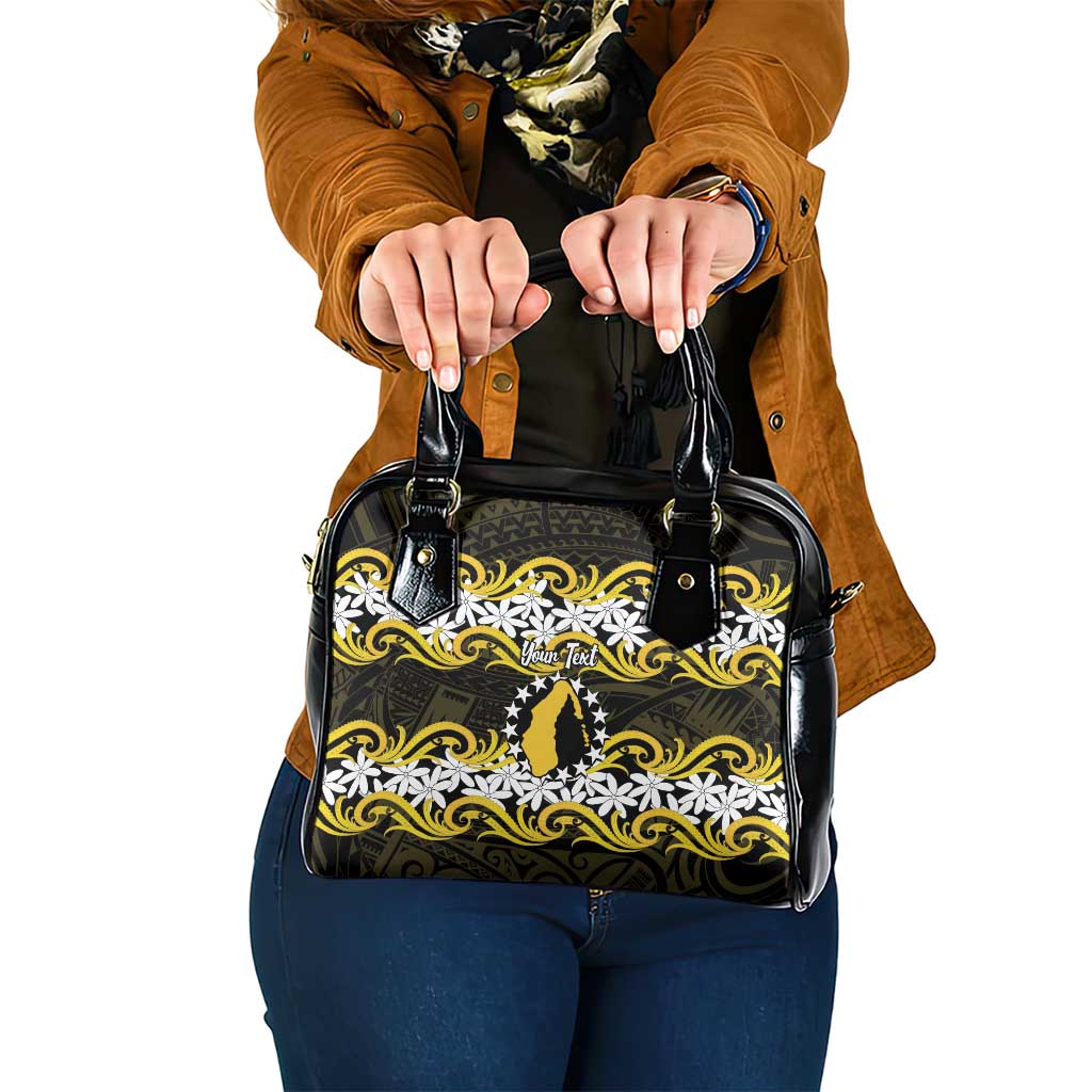 Personalised Cook Islands Aitutaki Shoulder Handbag Tiare Maori Polynesian Waves Tattoo LT14 One Size Yellow - Polynesian Pride