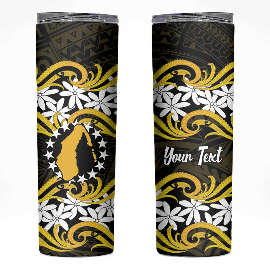 Personalised Cook Islands Aitutaki Skinny Tumbler Tiare Maori Polynesian Waves Tattoo
