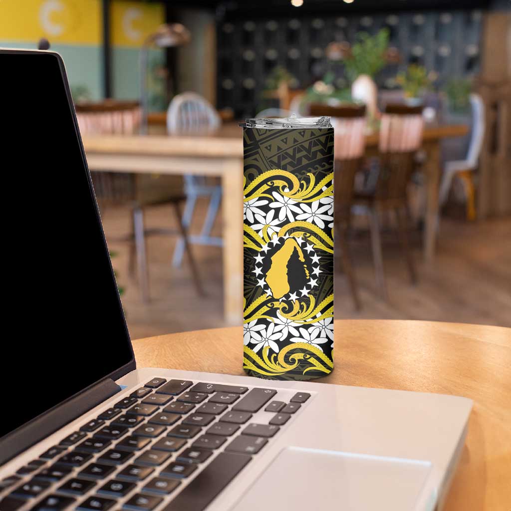 Personalised Cook Islands Aitutaki Skinny Tumbler Tiare Maori Polynesian Waves Tattoo
