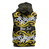 Personalised Cook Islands Aitutaki Sleeveless Hoodie Tiare Maori Polynesian Waves Tattoo LT14 - Polynesian Pride