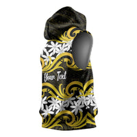 Personalised Cook Islands Aitutaki Sleeveless Hoodie Tiare Maori Polynesian Waves Tattoo LT14 - Polynesian Pride
