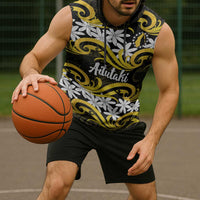Personalised Cook Islands Aitutaki Sleeveless Hoodie Tiare Maori Polynesian Waves Tattoo LT14 - Polynesian Pride
