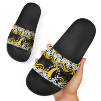 Personalised Cook Islands Aitutaki Slide Sandals Tiare Maori Polynesian Waves Tattoo
