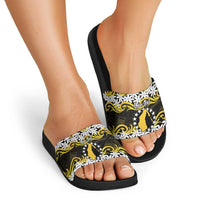 Personalised Cook Islands Aitutaki Slide Sandals Tiare Maori Polynesian Waves Tattoo
