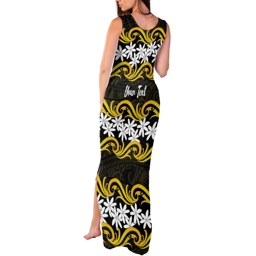 Personalised Cook Islands Aitutaki Tank Maxi Dress Tiare Maori Polynesian Waves Tattoo LT14 - Polynesian Pride