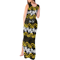 Personalised Cook Islands Aitutaki Tank Maxi Dress Tiare Maori Polynesian Waves Tattoo LT14 - Polynesian Pride