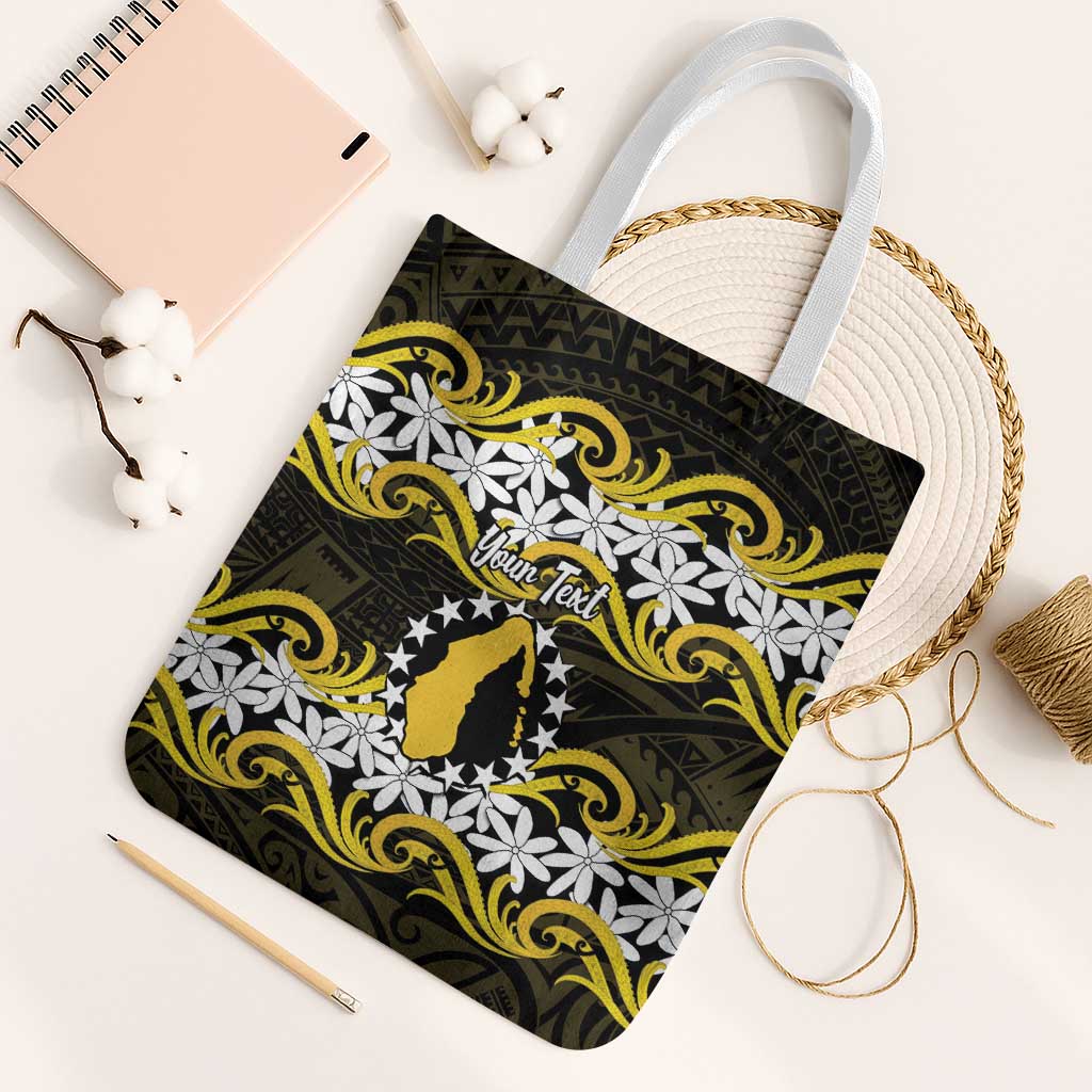 Personalised Cook Islands Aitutaki Tote Bag Tiare Maori Polynesian Waves Tattoo