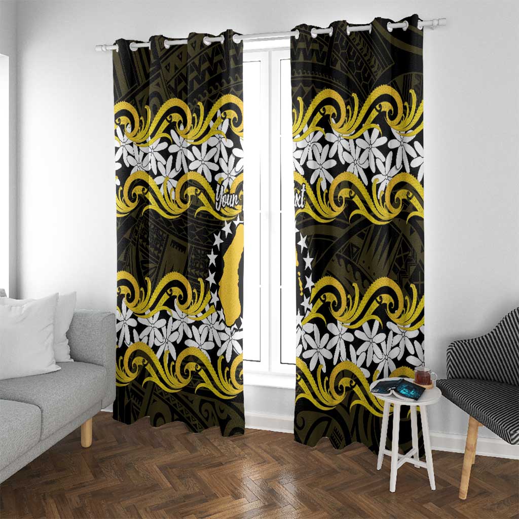 Personalised Cook Islands Aitutaki Window Curtain Tiare Maori Polynesian Waves Tattoo