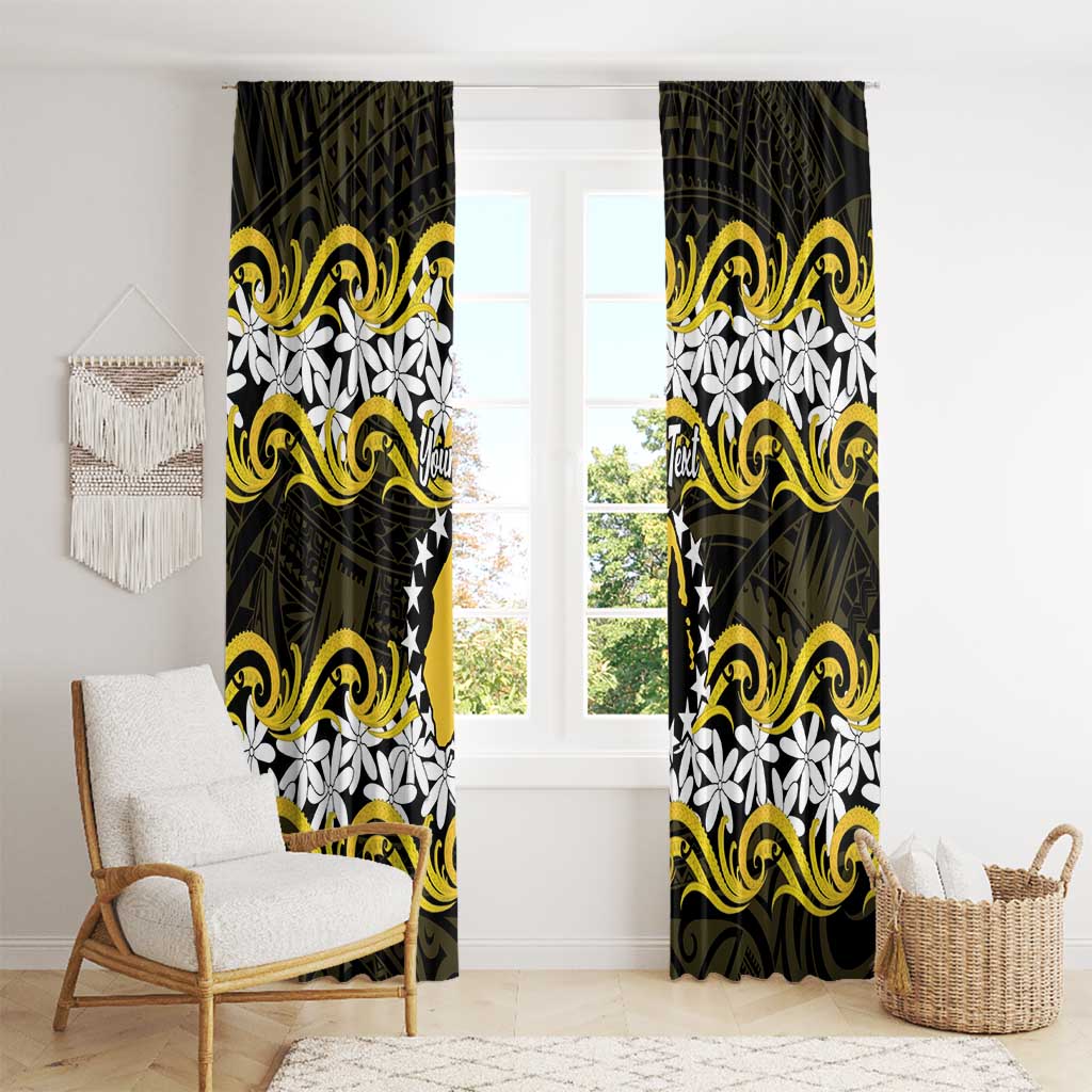 Personalised Cook Islands Aitutaki Window Curtain Tiare Maori Polynesian Waves Tattoo