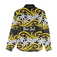 Personalised Cook Islands Aitutaki Women Casual Shirt Tiare Maori Polynesian Waves Tattoo