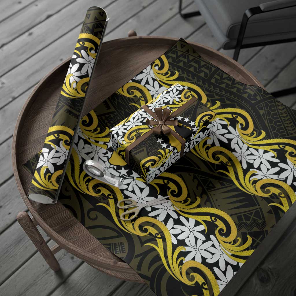 Personalised Cook Islands Aitutaki Wrapping Paper Tiare Maori Polynesian Waves Tattoo LT14 - Polynesian Pride
