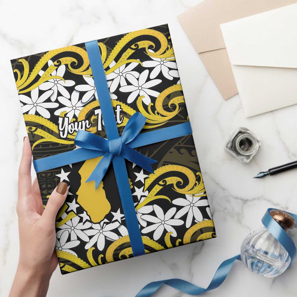Personalised Cook Islands Aitutaki Wrapping Paper Tiare Maori Polynesian Waves Tattoo LT14 - Polynesian Pride