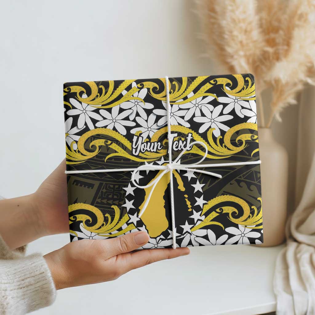 Personalised Cook Islands Aitutaki Wrapping Paper Tiare Maori Polynesian Waves Tattoo LT14 - Polynesian Pride