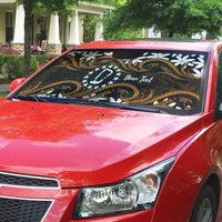 Personalised Cook Islands Rakahanga Auto Sun Shade Tiare Maori Polynesian Waves Tattoo