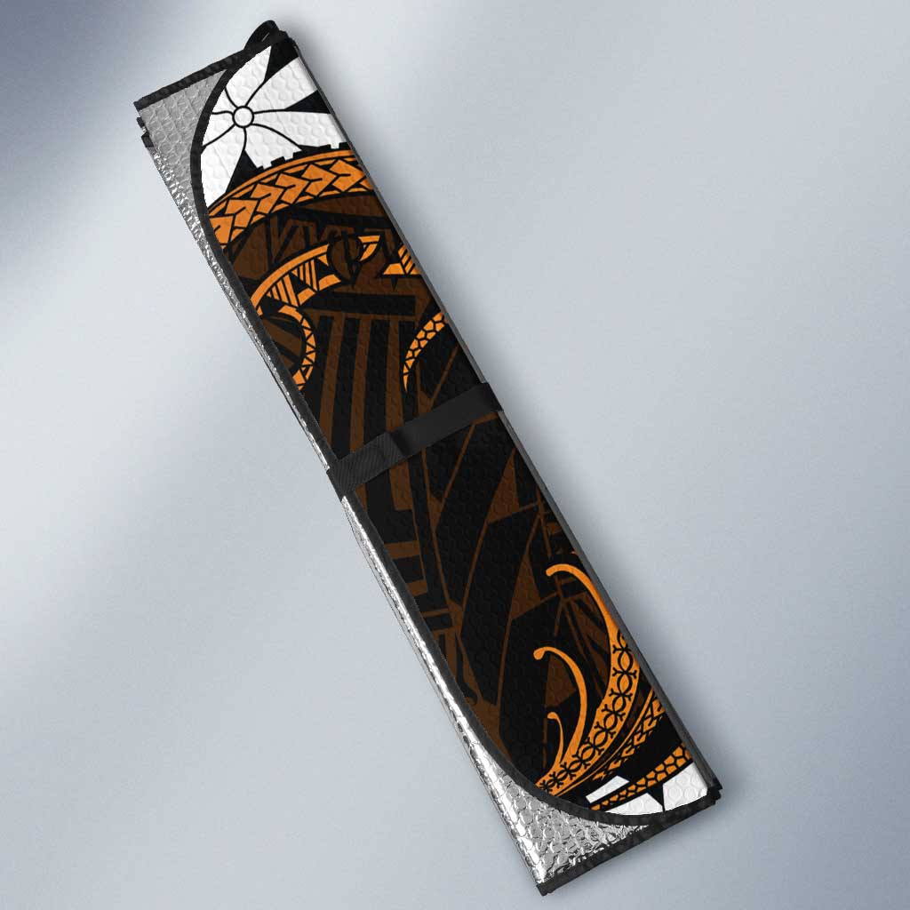 Personalised Cook Islands Rakahanga Auto Sun Shade Tiare Maori Polynesian Waves Tattoo