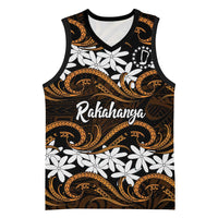 Personalised Cook Islands Rakahanga Basketball Jersey Tiare Maori Polynesian Waves Tattoo LT14 Unisex Orange - Polynesian Pride