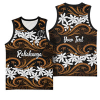 Personalised Cook Islands Rakahanga Basketball Jersey Tiare Maori Polynesian Waves Tattoo LT14 - Polynesian Pride