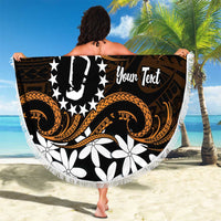 Personalised Cook Islands Rakahanga Beach Blanket Tiare Maori Polynesian Waves Tattoo
