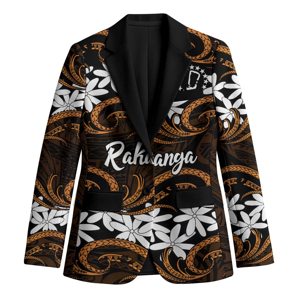 Personalised Cook Islands Rakahanga Blazer Tiare Maori Polynesian Waves Tattoo LT14 Unisex Orange - Polynesian Pride