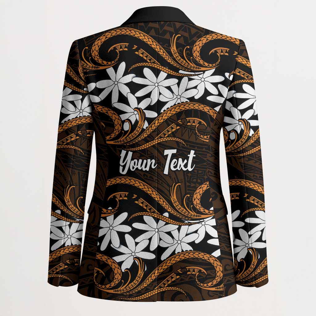 Personalised Cook Islands Rakahanga Blazer Tiare Maori Polynesian Waves Tattoo LT14 - Polynesian Pride