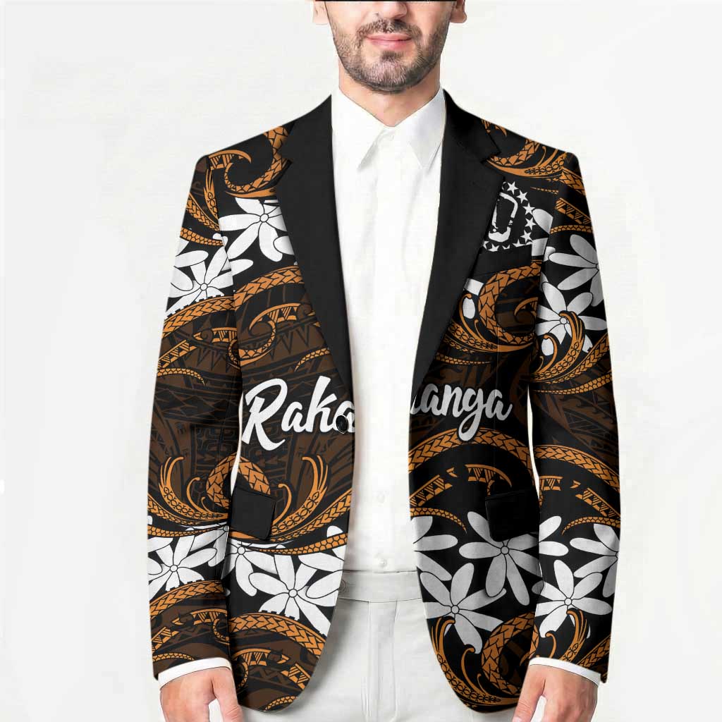 Personalised Cook Islands Rakahanga Blazer Tiare Maori Polynesian Waves Tattoo LT14 - Polynesian Pride