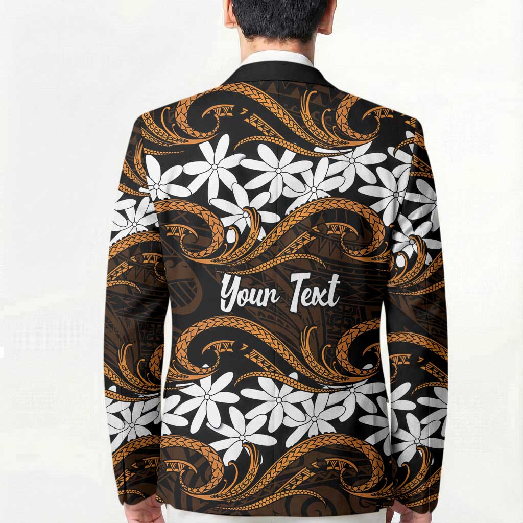 Personalised Cook Islands Rakahanga Blazer Tiare Maori Polynesian Waves Tattoo LT14 - Polynesian Pride