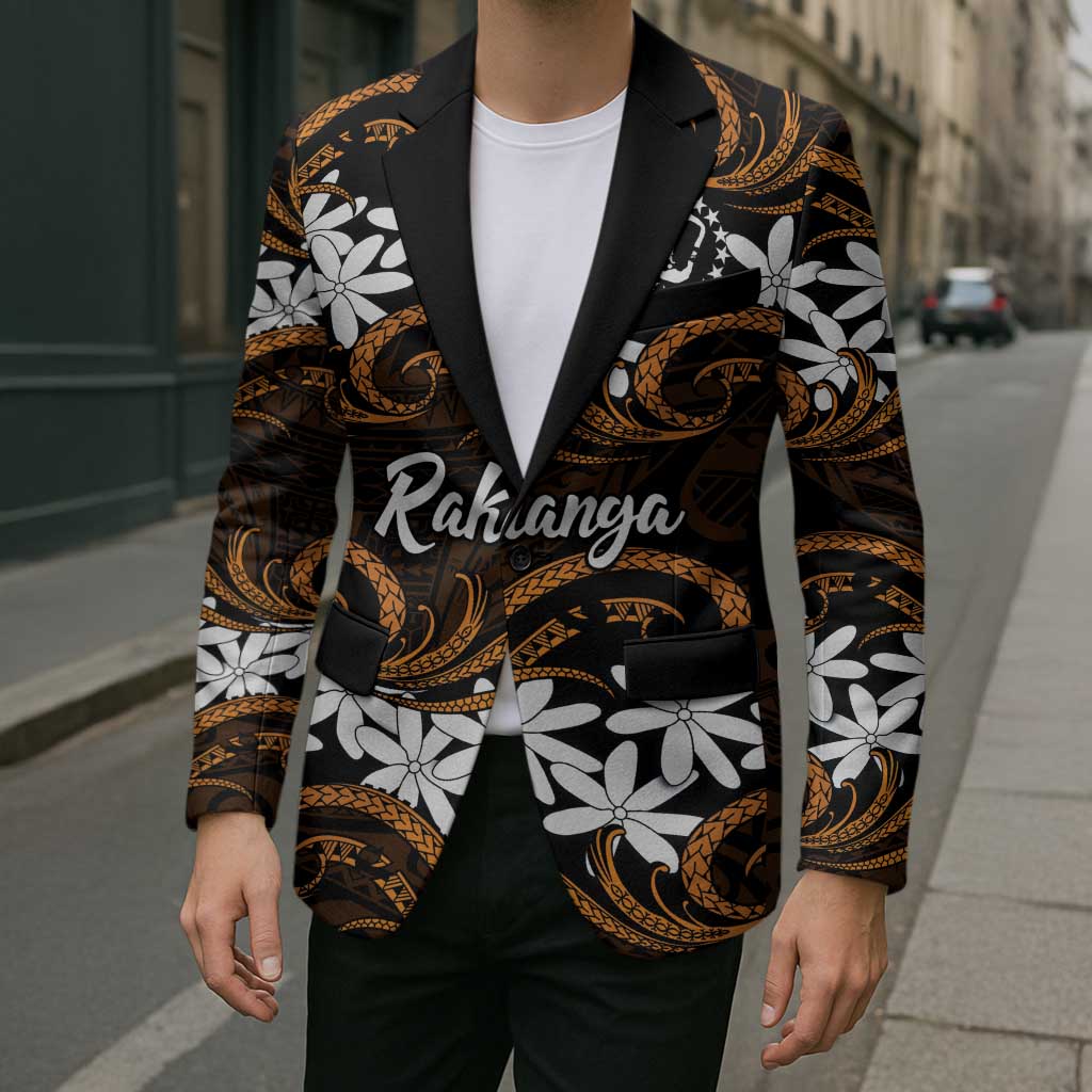 Personalised Cook Islands Rakahanga Blazer Tiare Maori Polynesian Waves Tattoo LT14 - Polynesian Pride