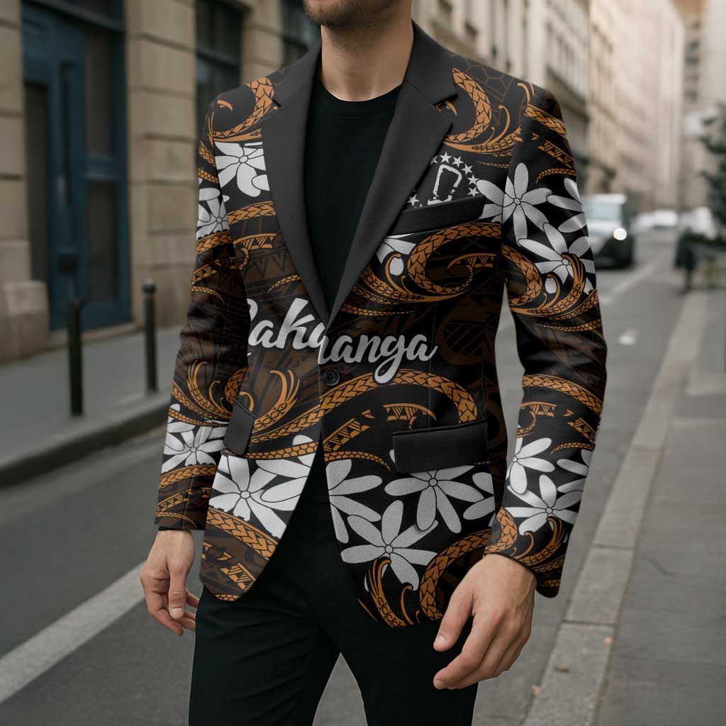 Personalised Cook Islands Rakahanga Blazer Tiare Maori Polynesian Waves Tattoo LT14 - Polynesian Pride