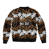 Personalised Cook Islands Rakahanga Bomber Jacket Tiare Maori Polynesian Waves Tattoo