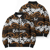 Personalised Cook Islands Rakahanga Bomber Puffer Jacket Tiare Maori Polynesian Waves Tattoo