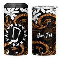 Personalised Cook Islands Rakahanga 4 in 1 Can Cooler Tumbler Tiare Maori Polynesian Waves Tattoo
