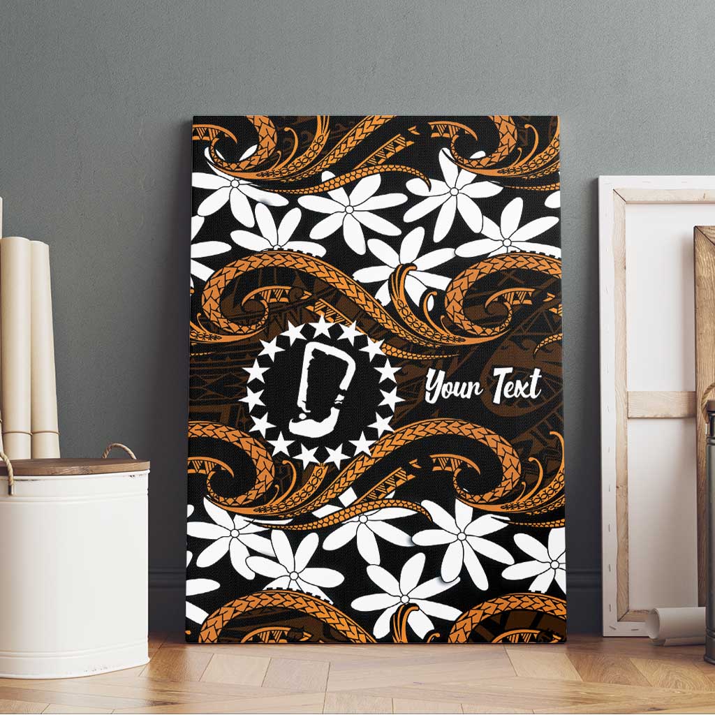 Personalised Cook Islands Rakahanga Canvas Wall Art Tiare Maori Polynesian Waves Tattoo