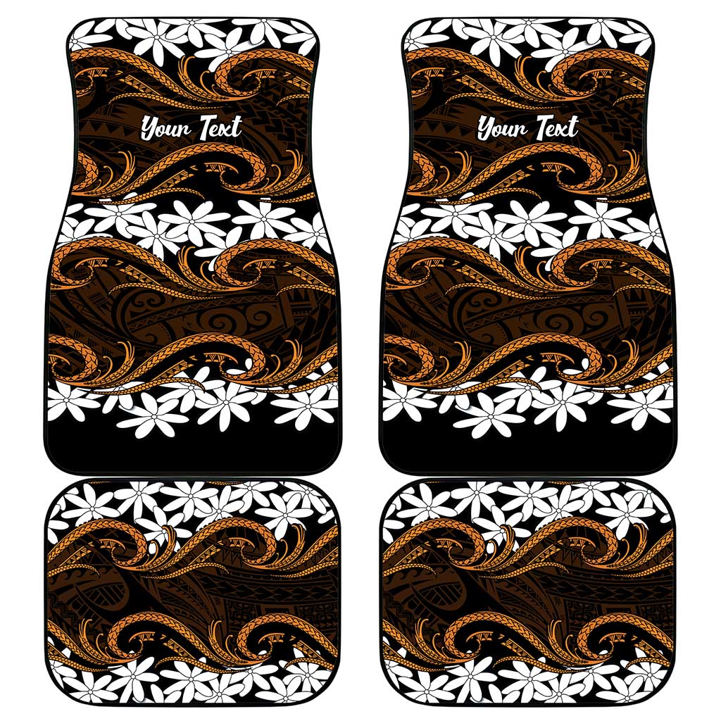 Personalised Cook Islands Rakahanga Car Mats Tiare Maori Polynesian Waves Tattoo