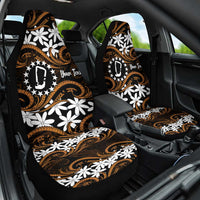 Personalised Cook Islands Rakahanga Car Seat Cover Tiare Maori Polynesian Waves Tattoo LT14 One Size Orange - Polynesian Pride