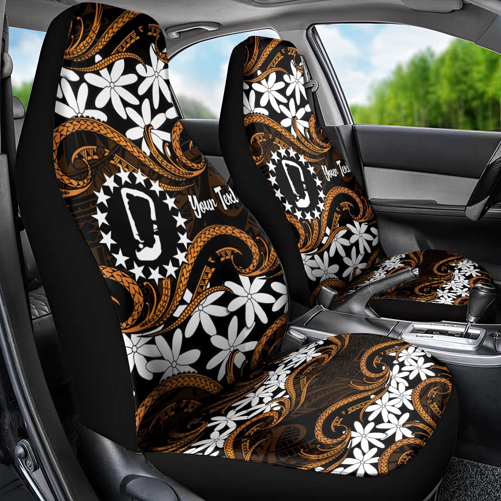 Personalised Cook Islands Rakahanga Car Seat Cover Tiare Maori Polynesian Waves Tattoo LT14 - Polynesian Pride