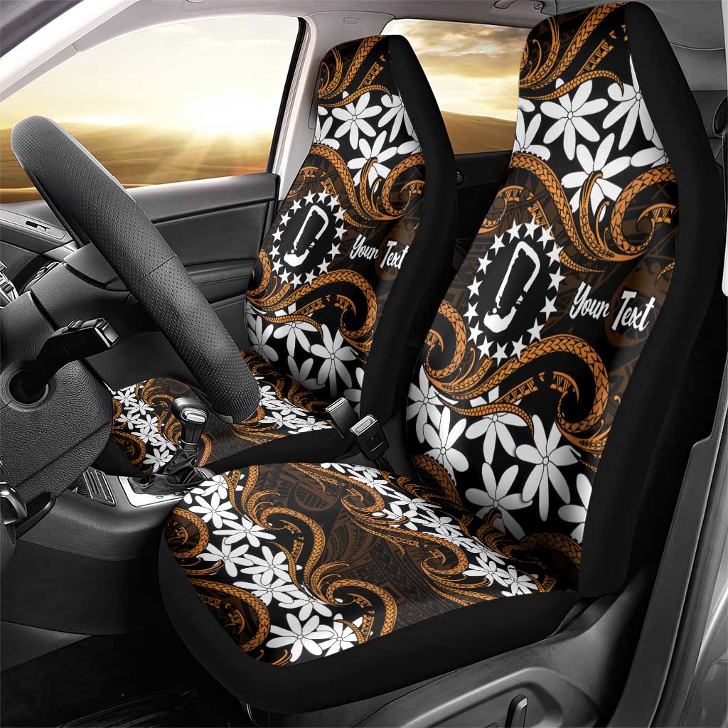 Personalised Cook Islands Rakahanga Car Seat Cover Tiare Maori Polynesian Waves Tattoo LT14 - Polynesian Pride