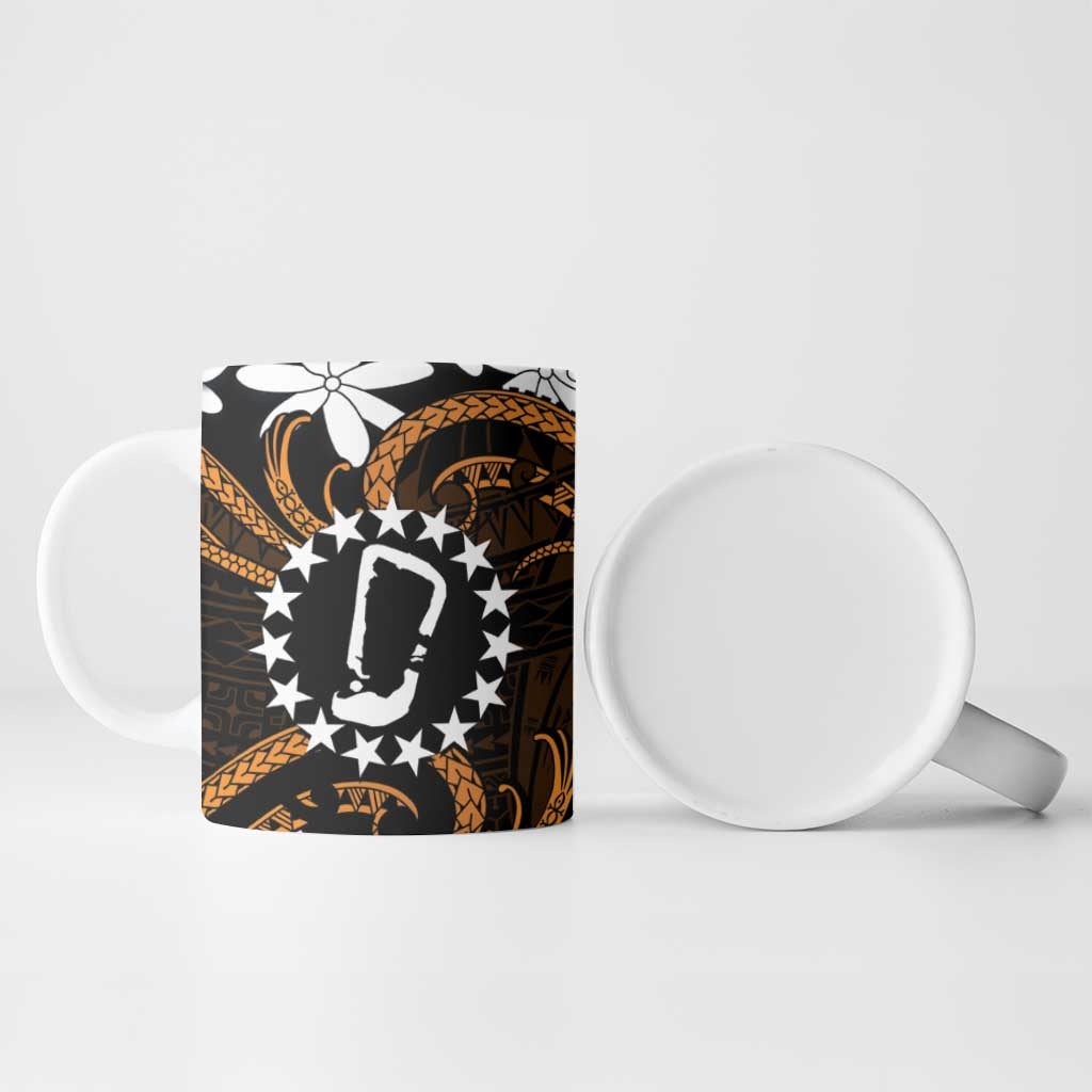 Personalised Cook Islands Rakahanga Ceramic Mug Tiare Maori Polynesian Waves Tattoo