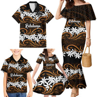 Personalised Cook Islands Rakahanga Family Matching Mermaid Dress and Hawaiian Shirt Tiare Maori Polynesian Waves Tattoo