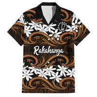 Personalised Cook Islands Rakahanga Family Matching Off The Shoulder Long Sleeve Dress and Hawaiian Shirt Tiare Maori Polynesian Waves Tattoo