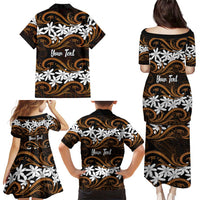 Personalised Cook Islands Rakahanga Family Matching Puletasi and Hawaiian Shirt Tiare Maori Polynesian Waves Tattoo