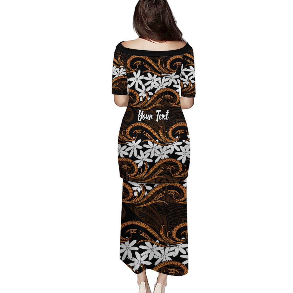 Personalised Cook Islands Rakahanga Family Matching Puletasi and Hawaiian Shirt Tiare Maori Polynesian Waves Tattoo