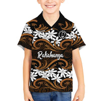 Personalised Cook Islands Rakahanga Family Matching Short Sleeve Bodycon Dress and Hawaiian Shirt Tiare Maori Polynesian Waves Tattoo