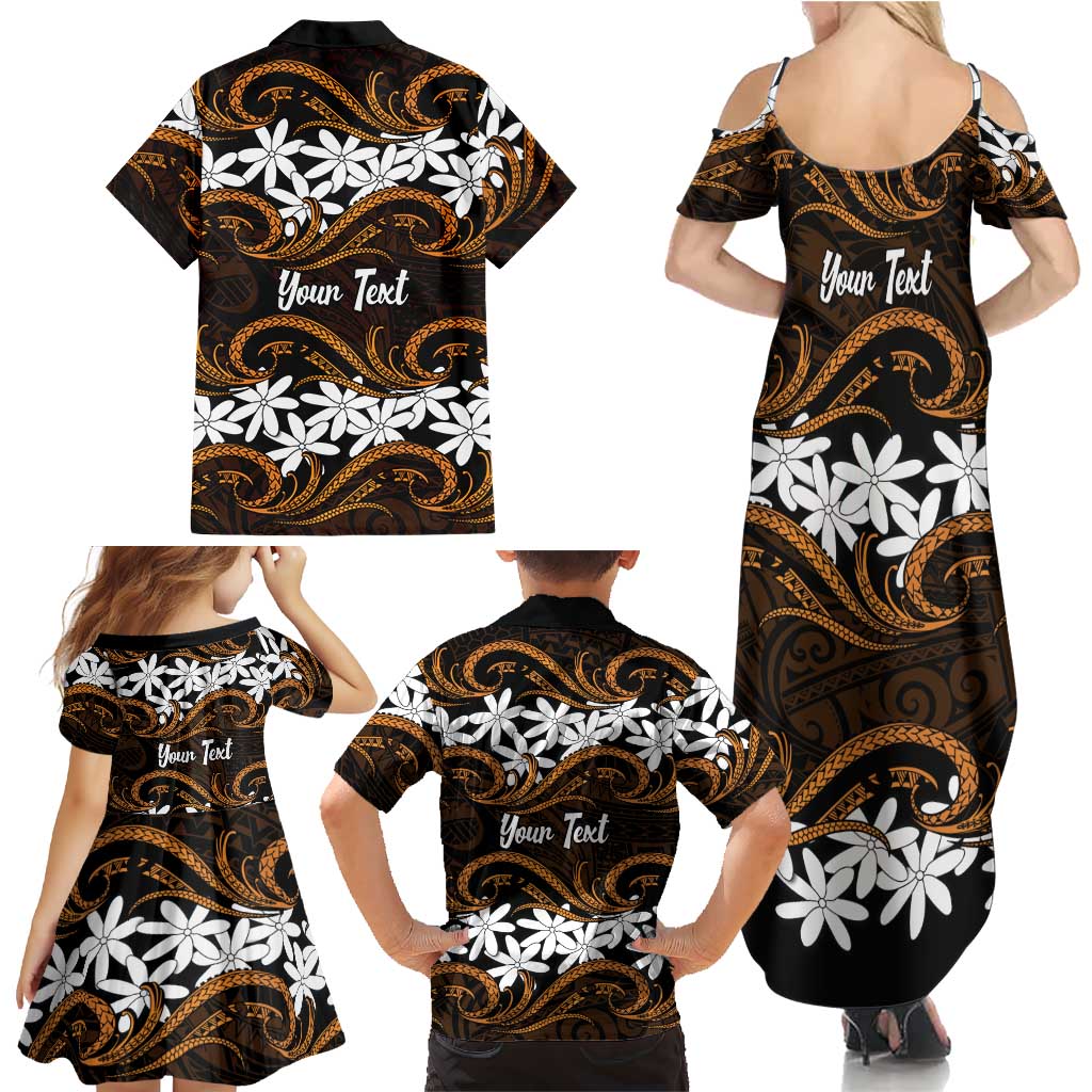 Personalised Cook Islands Rakahanga Family Matching Summer Maxi Dress and Hawaiian Shirt Tiare Maori Polynesian Waves Tattoo