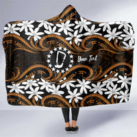 Personalised Cook Islands Rakahanga Hooded Blanket Tiare Maori Polynesian Waves Tattoo
