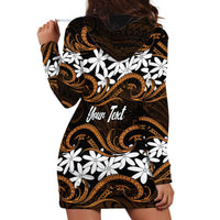 Personalised Cook Islands Rakahanga Hoodie Dress Tiare Maori Polynesian Waves Tattoo