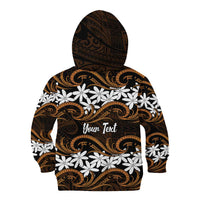 Personalised Cook Islands Rakahanga Kid Hoodie Tiare Maori Polynesian Waves Tattoo LT14 - Polynesian Pride