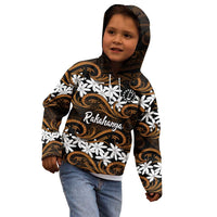 Personalised Cook Islands Rakahanga Kid Hoodie Tiare Maori Polynesian Waves Tattoo LT14 - Polynesian Pride