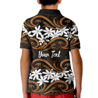 Personalised Cook Islands Rakahanga Kid Polo Shirt Tiare Maori Polynesian Waves Tattoo LT14 - Polynesian Pride