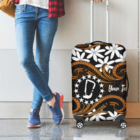 Personalised Cook Islands Rakahanga Luggage Cover Tiare Maori Polynesian Waves Tattoo